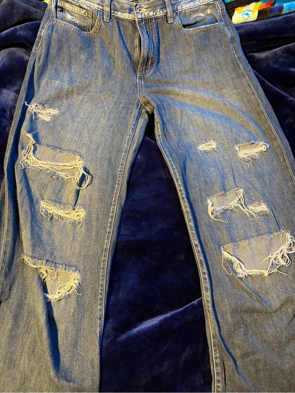 KanCan Distressed Medium Blue Boyfriend Jeans